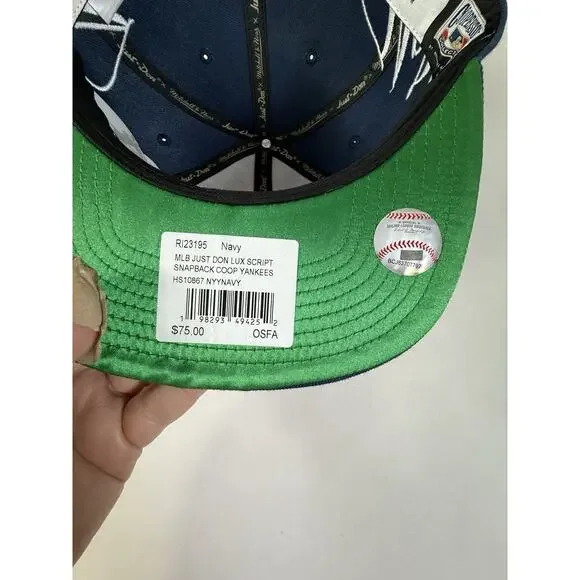 New York Yankees Mitchell & Ness Navy Just Don x MLB Lux Script Snapback Hat